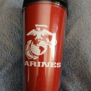 Red Travel Tumbler with Marine Logo